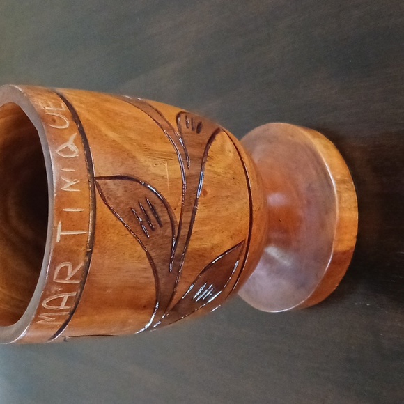 Mortar & Pestle/Wooden from Martinique Hand Carved 7x4.5 - Picture 6 of 16